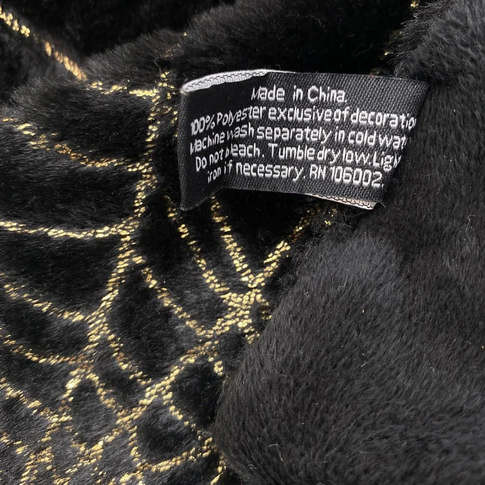 Christian Lacroix Table Runner 14x72 Black Gold Spiderweb Faux Fur Halloween